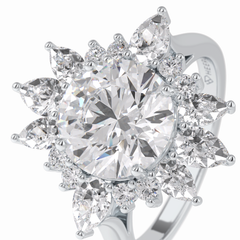 Crownlight 2.71 Carat Round VS1 Lab-Grown Halo Engagement Ring in 18K White Gold