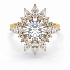 Crownlight 2.71 Carat Round VS1 Lab-Grown Halo Engagement Ring in 18K Yellow Gold