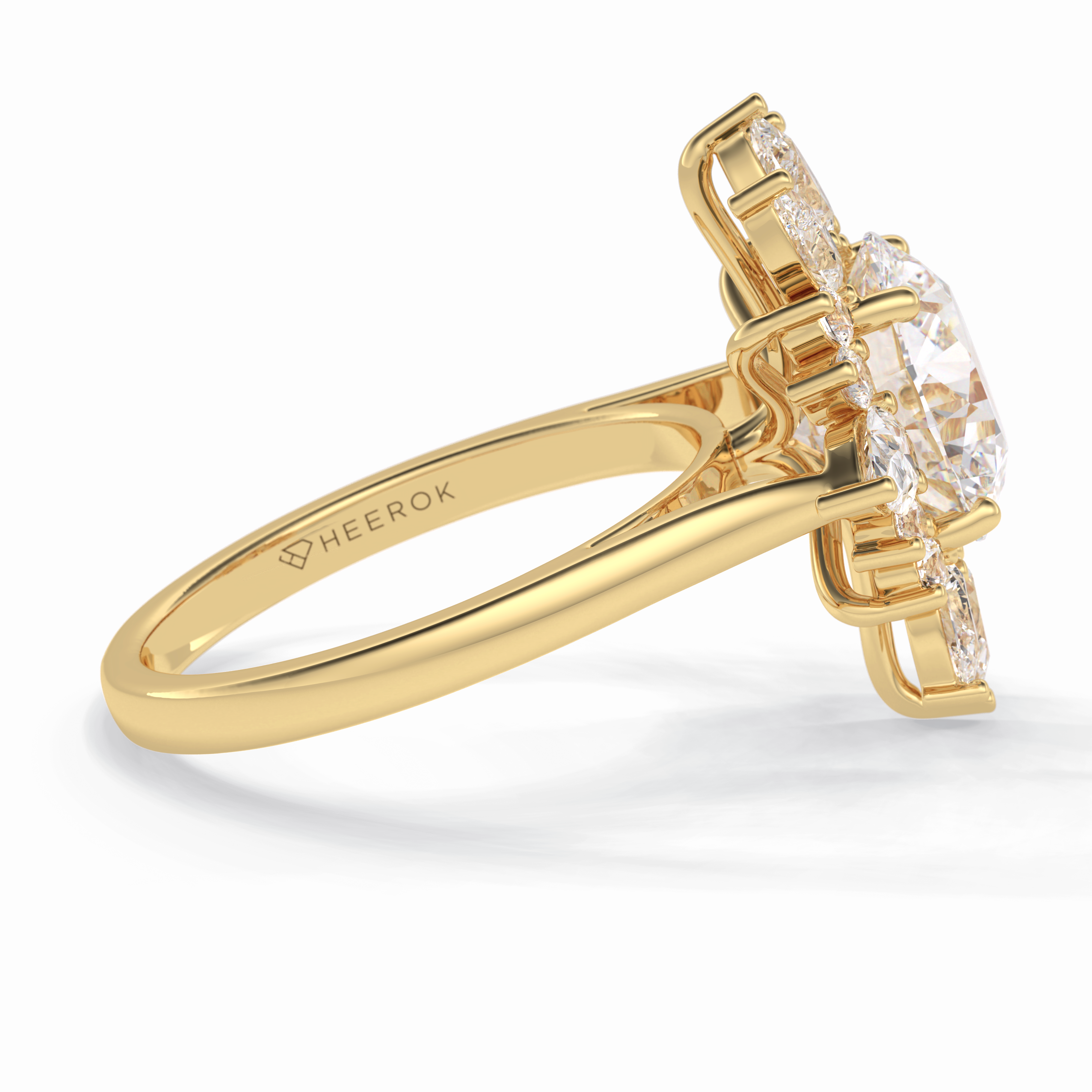 Crownlight 2.71 Carat Round VS1 Lab-Grown Halo Engagement Ring in 18K Yellow Gold