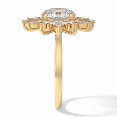Crownlight 2.71 Carat Round VS1 Lab-Grown Halo Engagement Ring in 18K Yellow Gold