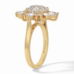 Crownlight 2.71 Carat Round VS1 Lab-Grown Halo Engagement Ring in 18K Yellow Gold