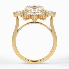 Crownlight 2.71 Carat Round VS1 Lab-Grown Halo Engagement Ring in 18K Yellow Gold