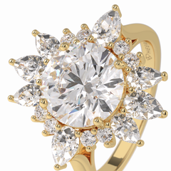 Crownlight 2.71 Carat Round VS1 Lab-Grown Halo Engagement Ring in 18K Yellow Gold