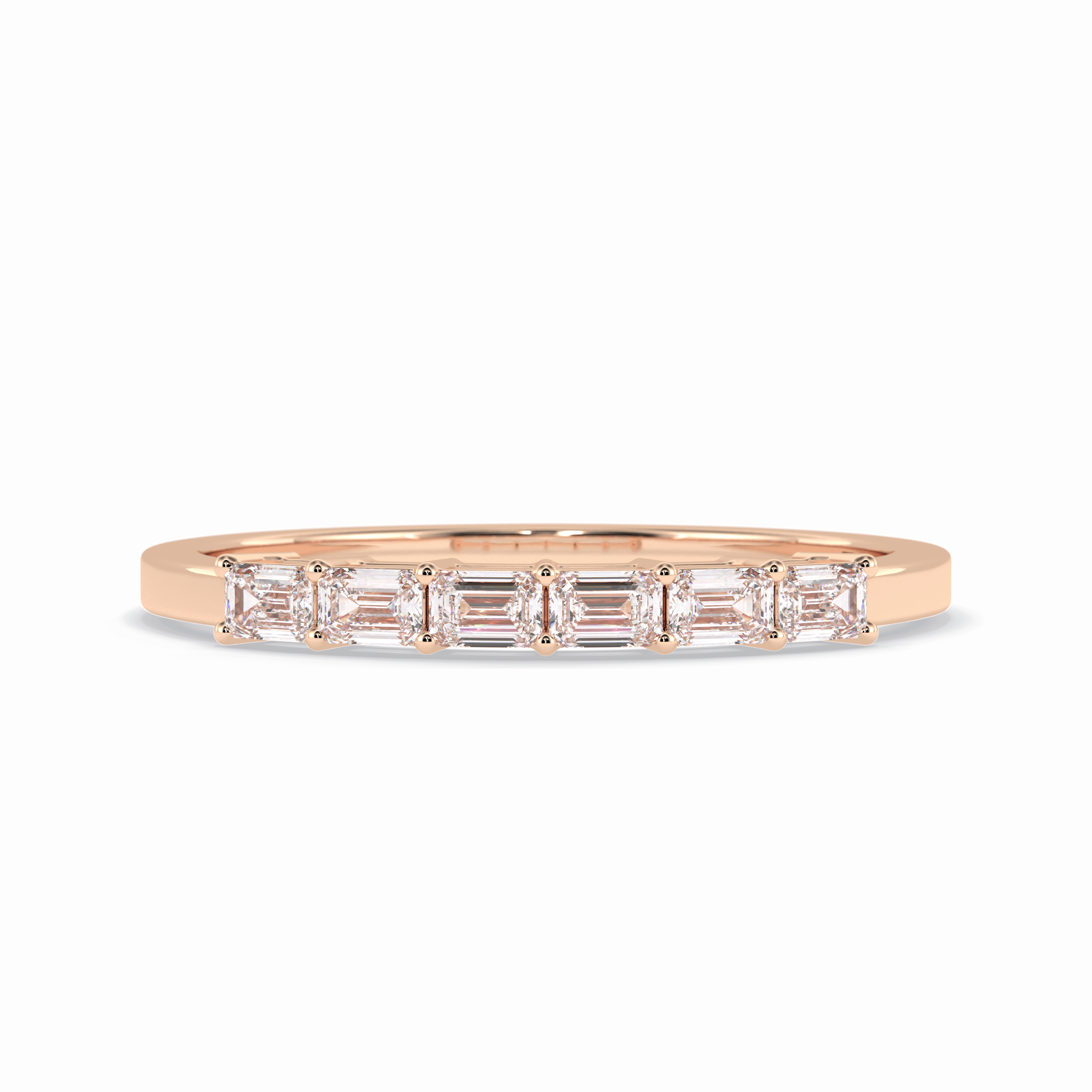 Crystal Lattice 0.42 Carat Emerald VS1 Lab-Grown Wedding Band in 18K Rose Gold