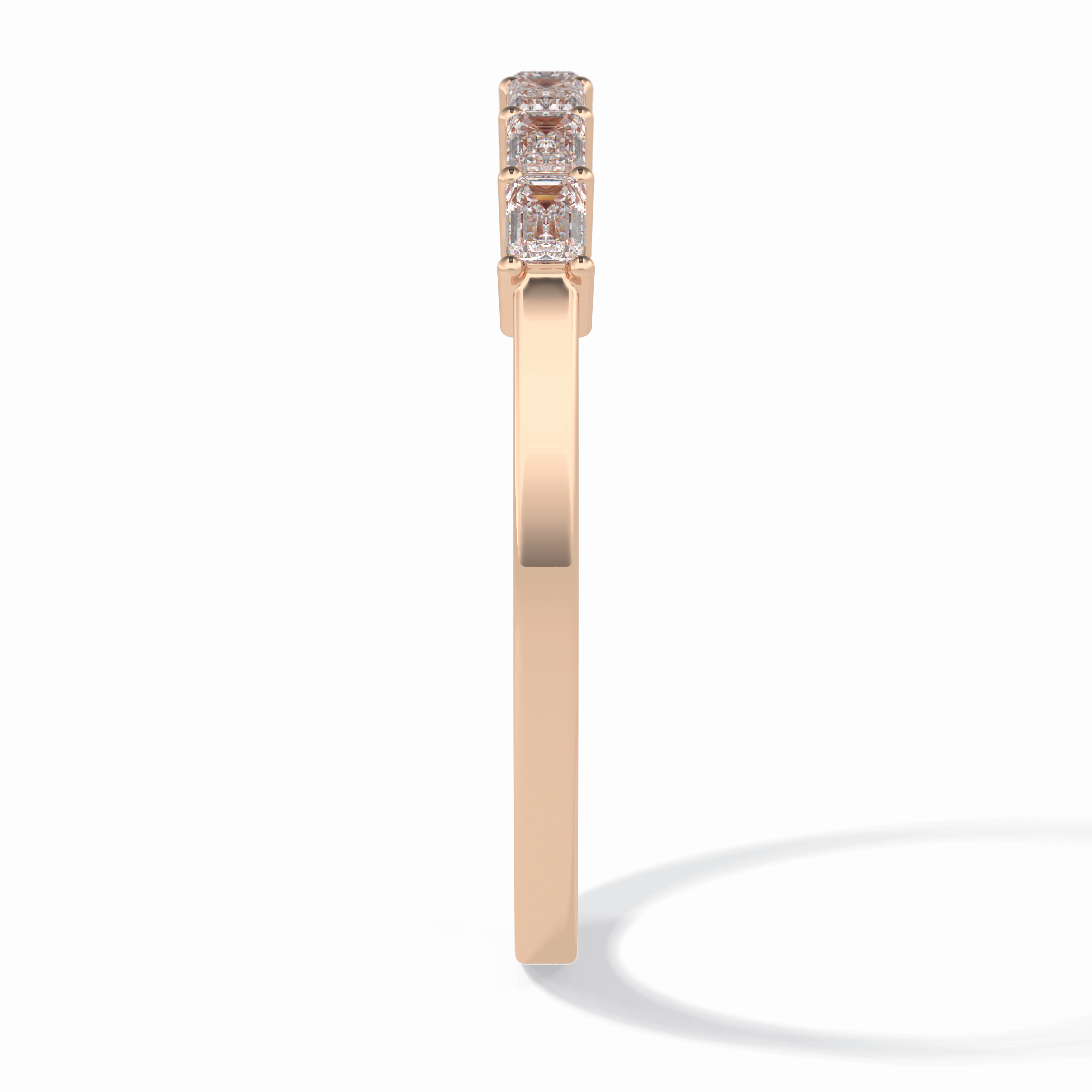 Crystal Lattice 0.42 Carat Emerald VS1 Lab-Grown Wedding Band in 18K Rose Gold