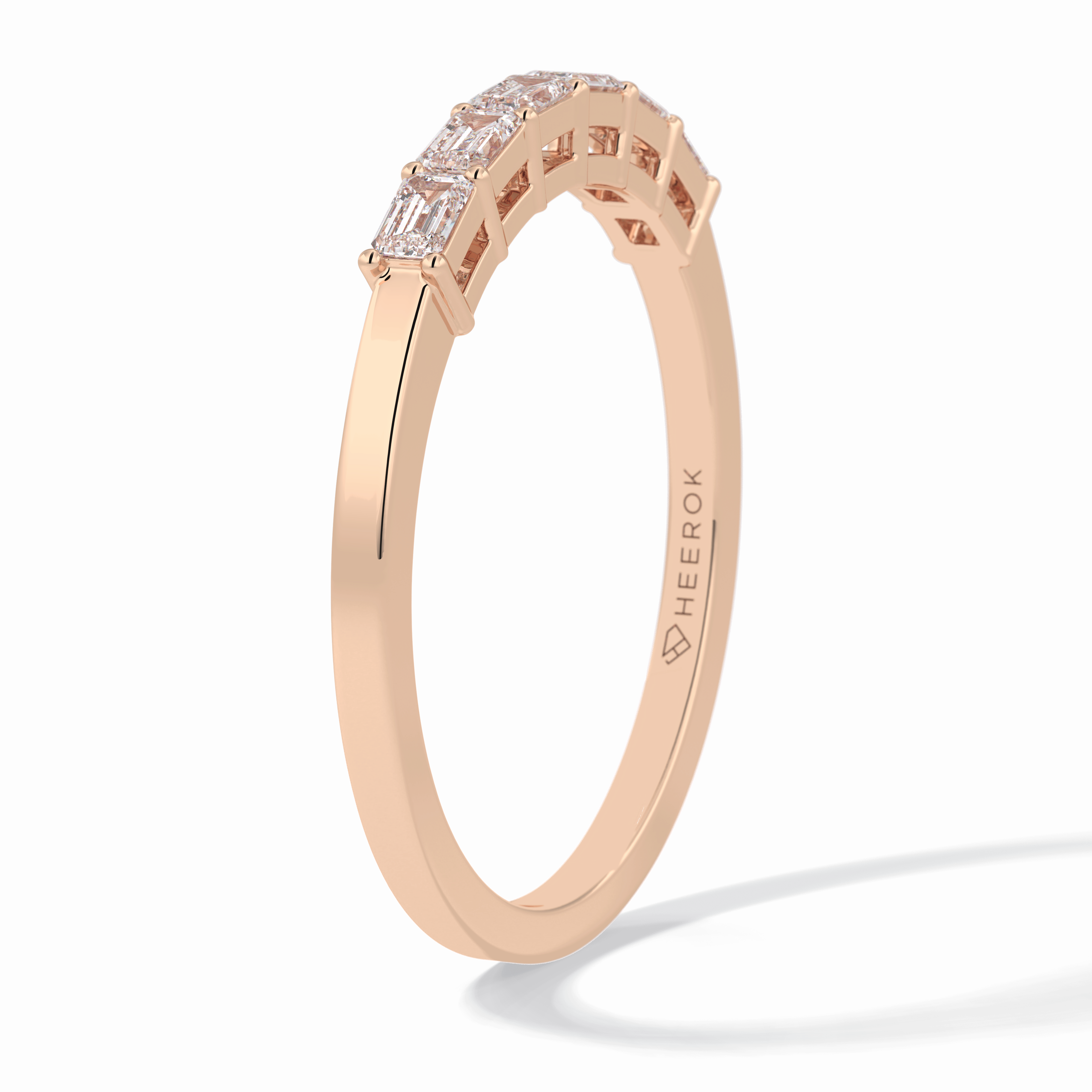 Crystal Lattice 0.42 Carat Emerald VS1 Lab-Grown Wedding Band in 18K Rose Gold