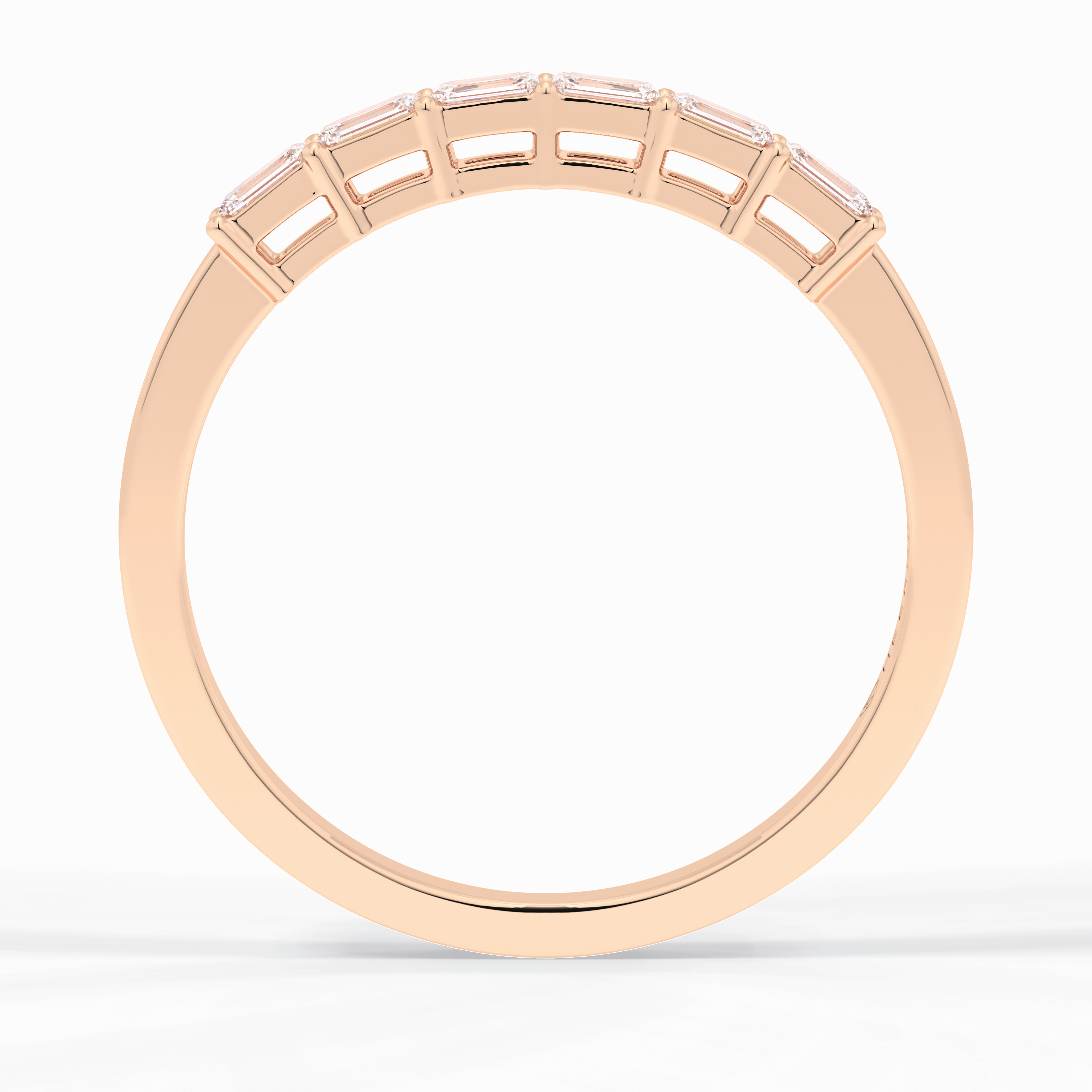 Crystal Lattice 0.42 Carat Emerald VS1 Lab-Grown Wedding Band in 18K Rose Gold