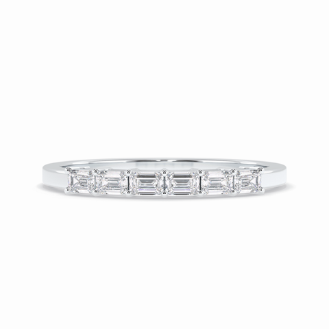 Crystal Lattice Emerald VVS Lab-Grown Eternity Wedding Band in 18K Gold