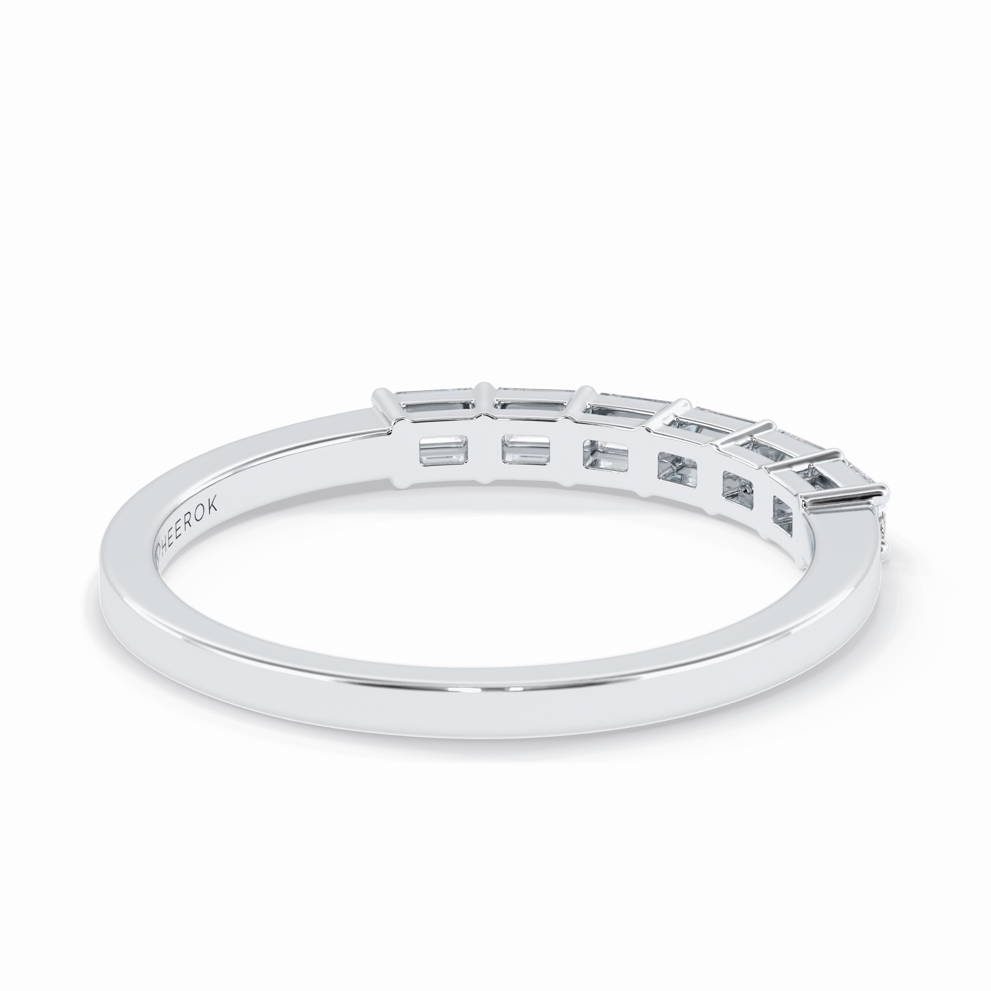 Crystal Lattice 0.42 Carat Emerald VS1 Lab-Grown Wedding Band in 18K White Gold
