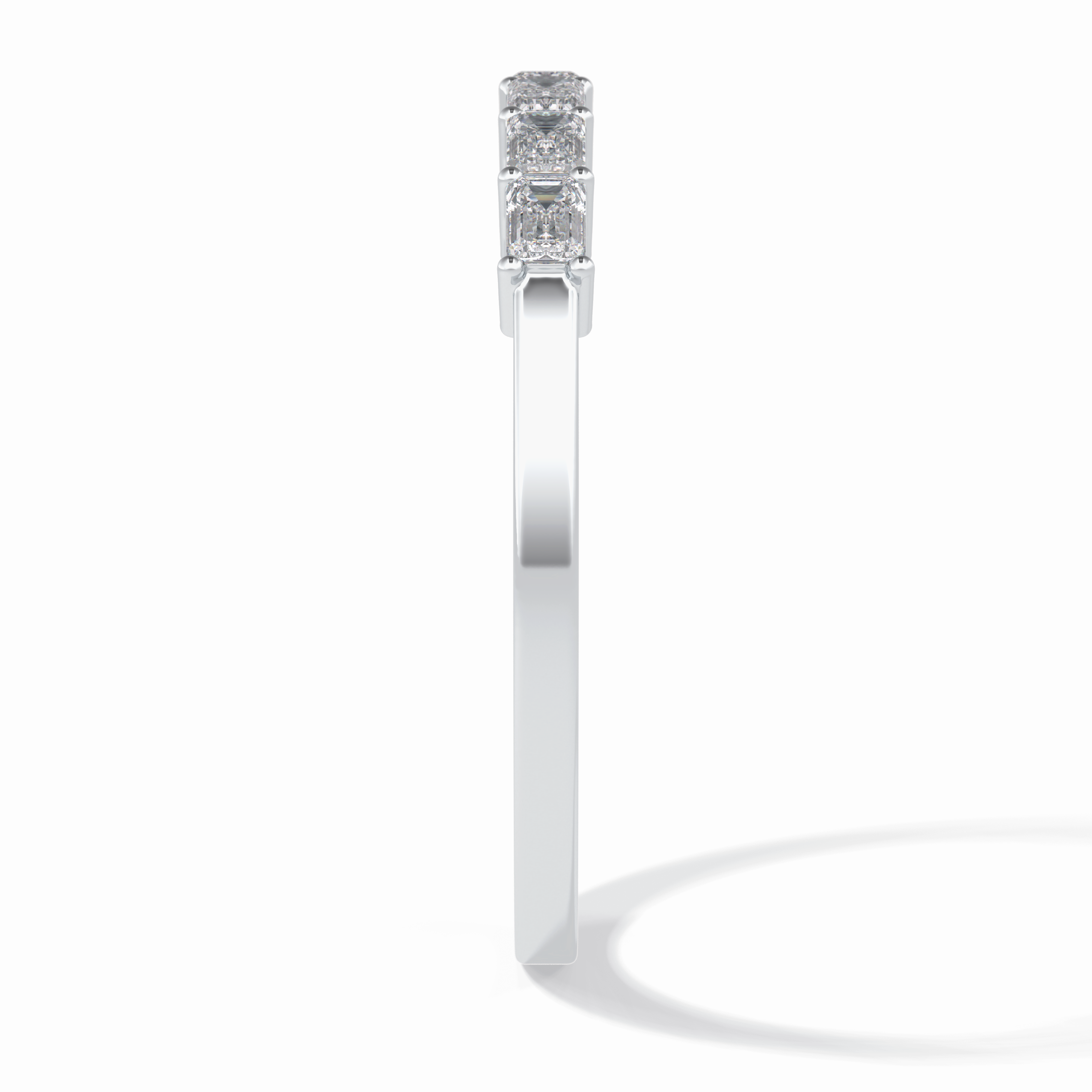 Crystal Lattice 0.42 Carat Emerald VS1 Lab-Grown Wedding Band in 18K White Gold