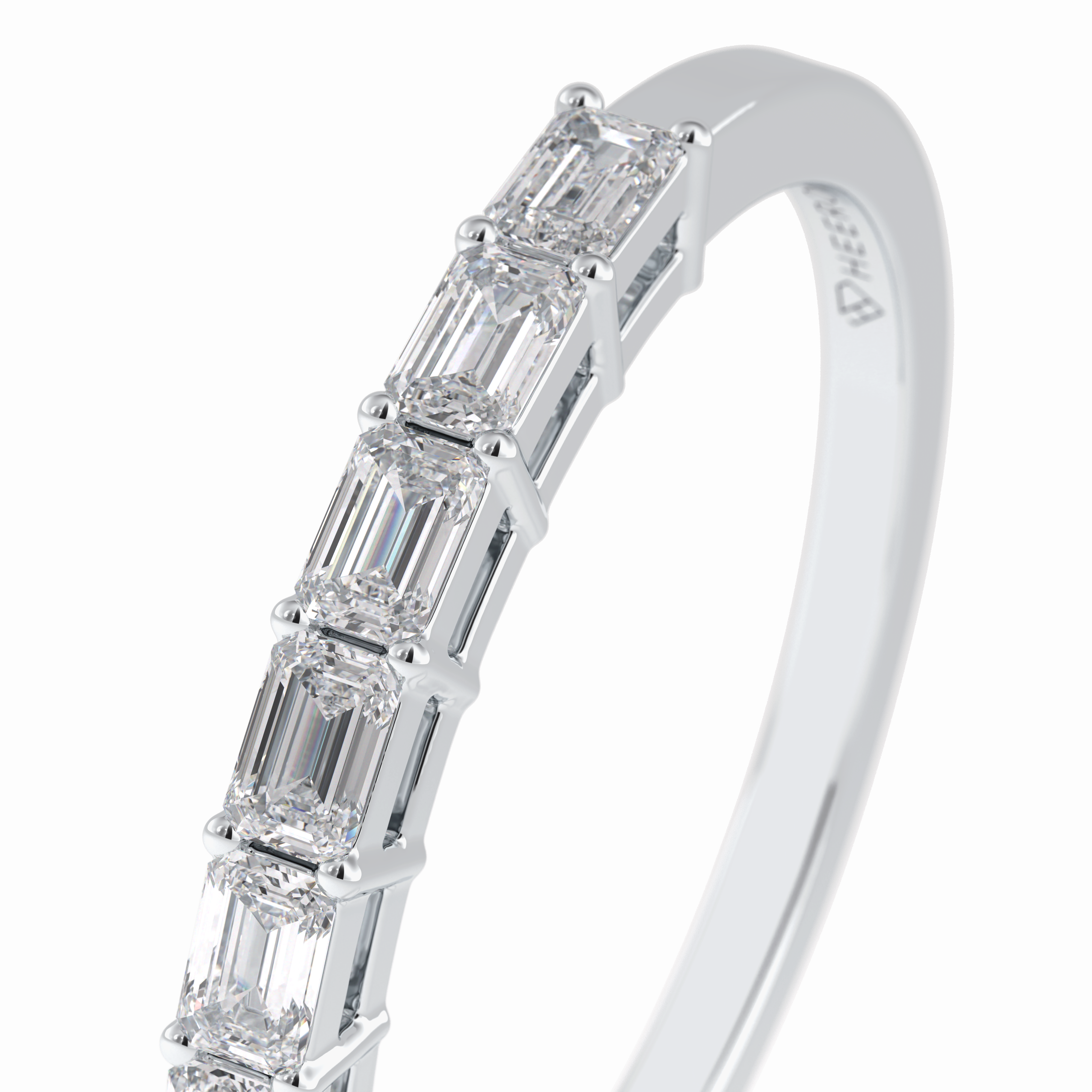 Crystal Lattice 0.42 Carat Emerald VS1 Lab-Grown Wedding Band in 18K White Gold