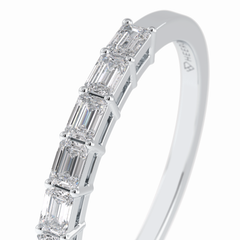 Crystal Lattice 0.42 Carat Emerald VS1 Lab-Grown Wedding Band in 18K White Gold