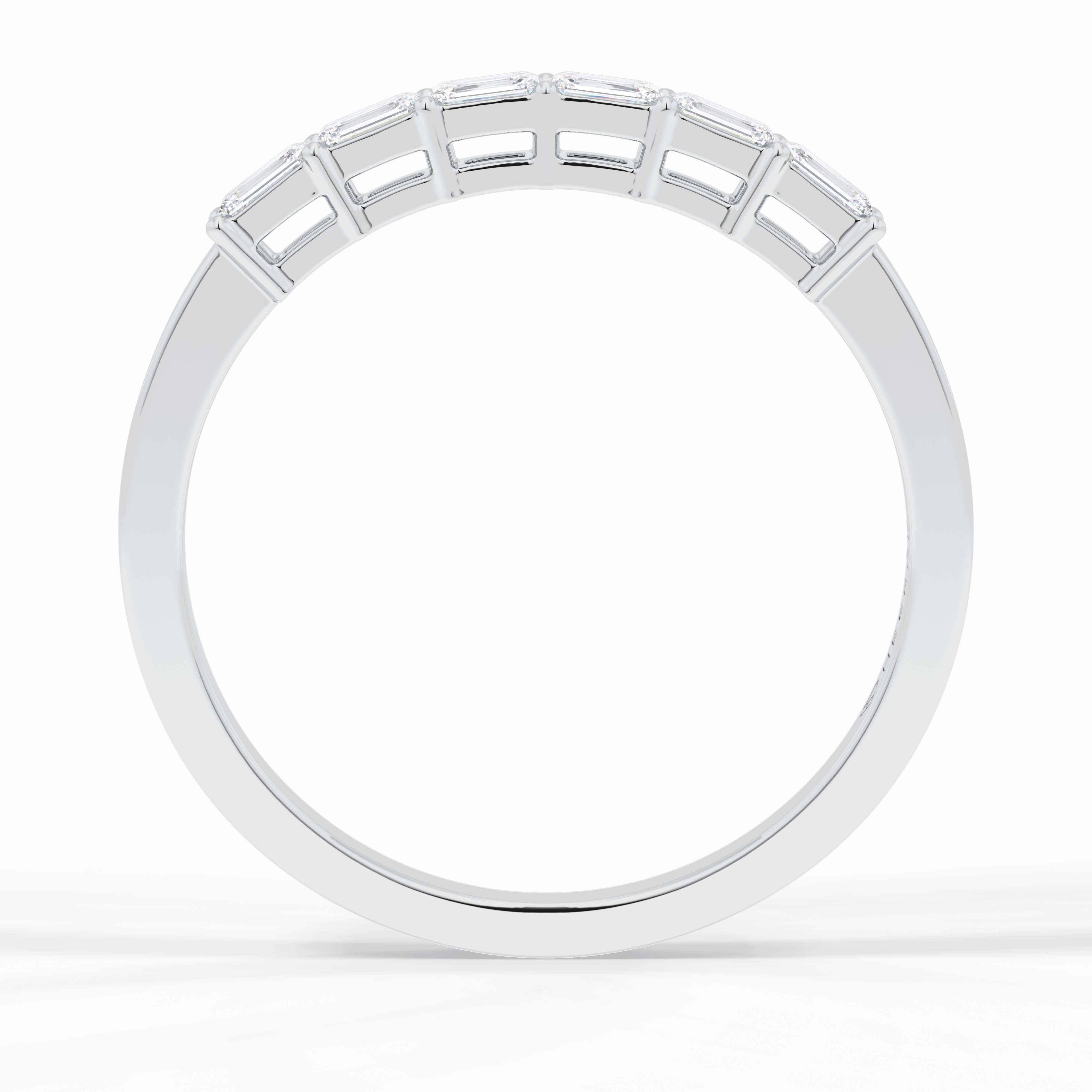 Crystal Lattice 0.42 Carat Emerald VS1 Lab-Grown Wedding Band in 18K White Gold