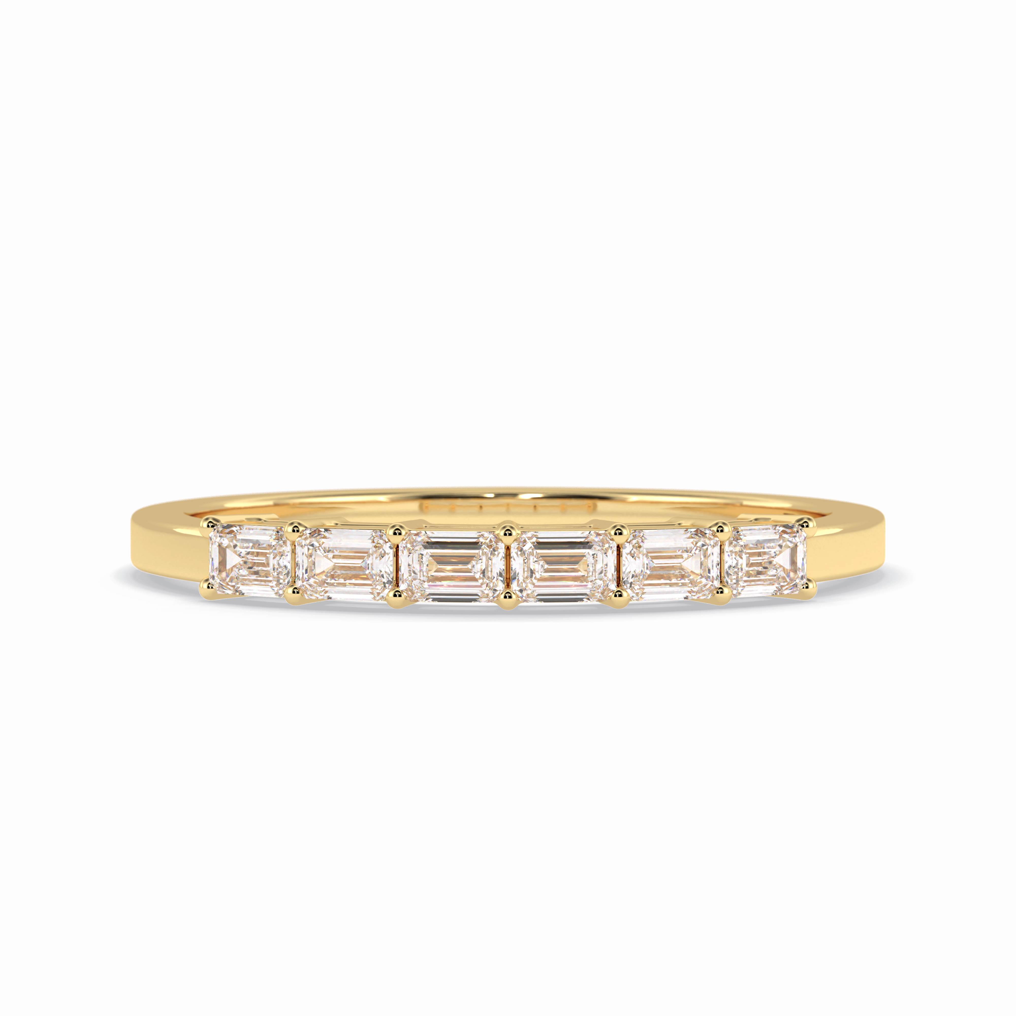 Crystal Lattice 0.42 Carat Emerald VS1 Lab-Grown Wedding Band in 18K Yellow Gold