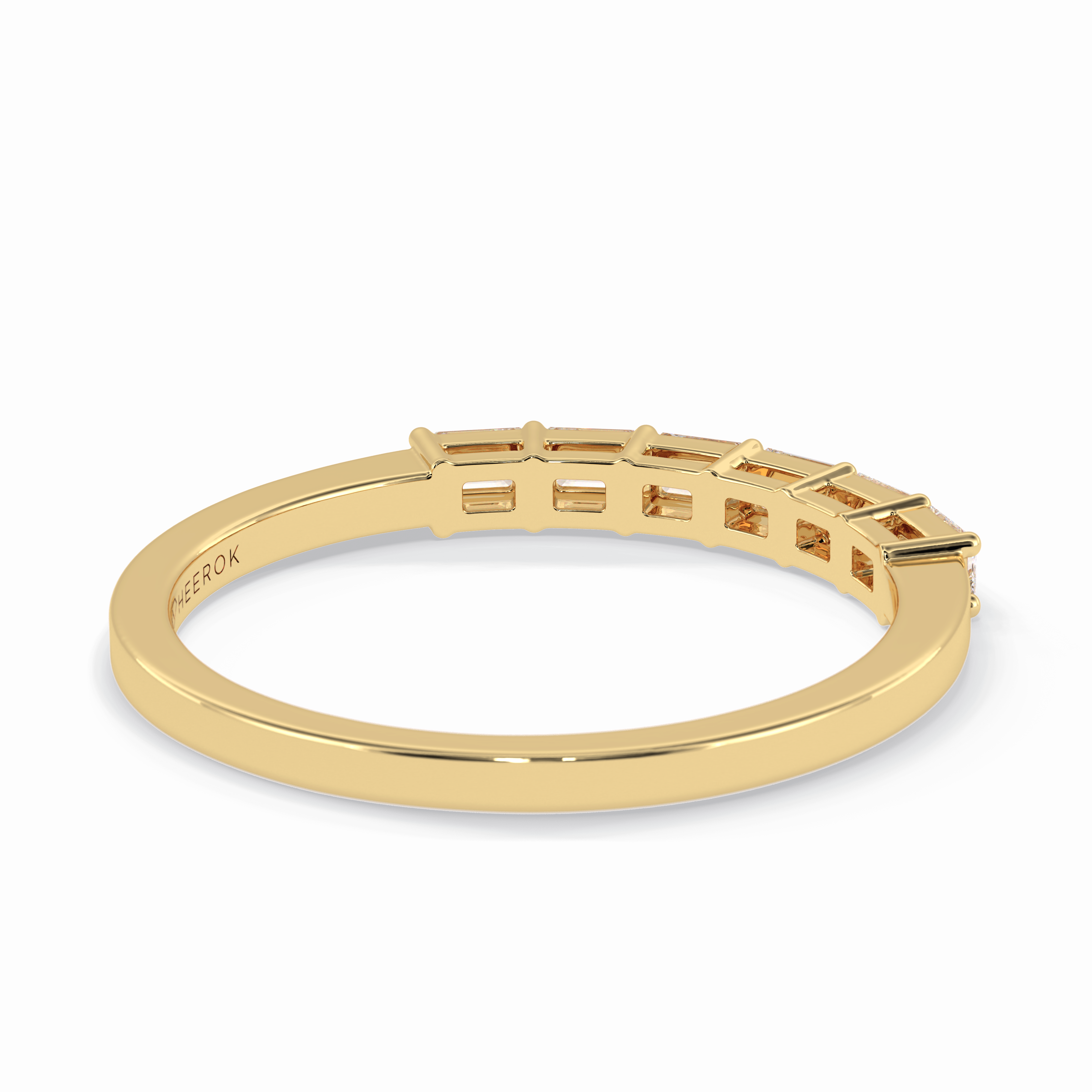 Crystal Lattice 0.42 Carat Emerald VS1 Lab-Grown Wedding Band in 18K Yellow Gold