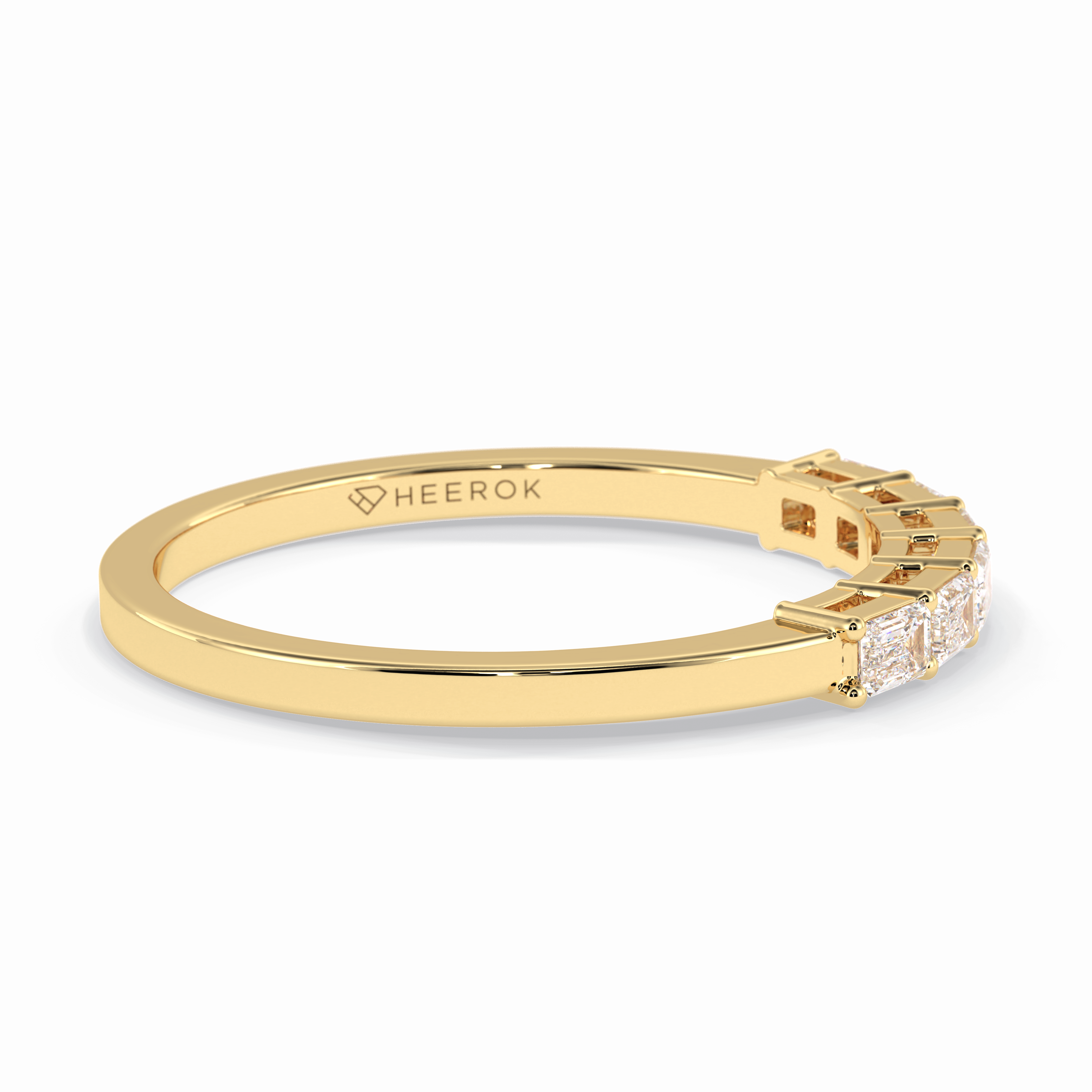 Crystal Lattice 0.42 Carat Emerald VS1 Lab-Grown Wedding Band in 18K Yellow Gold