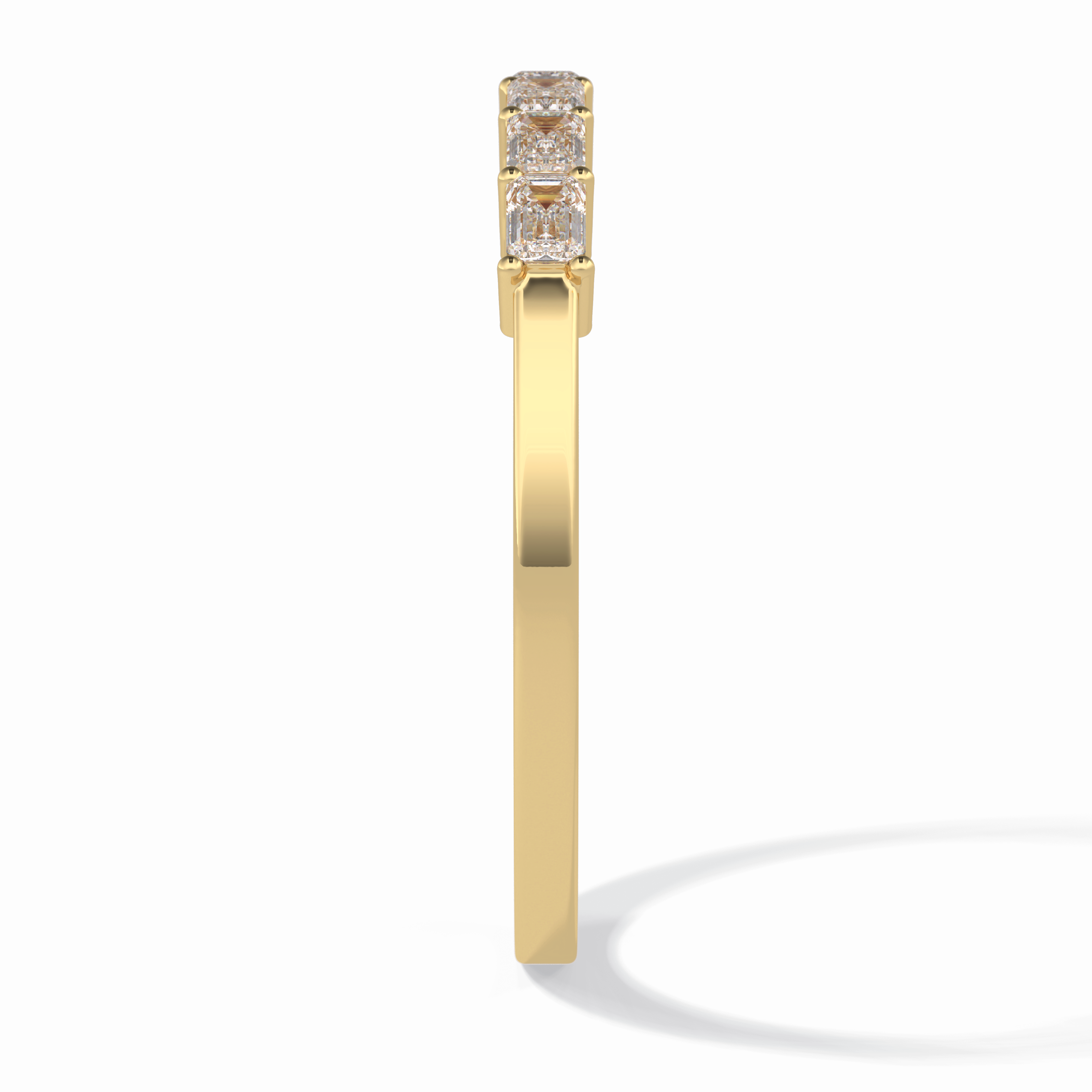 Crystal Lattice 0.42 Carat Emerald VS1 Lab-Grown Wedding Band in 18K Yellow Gold