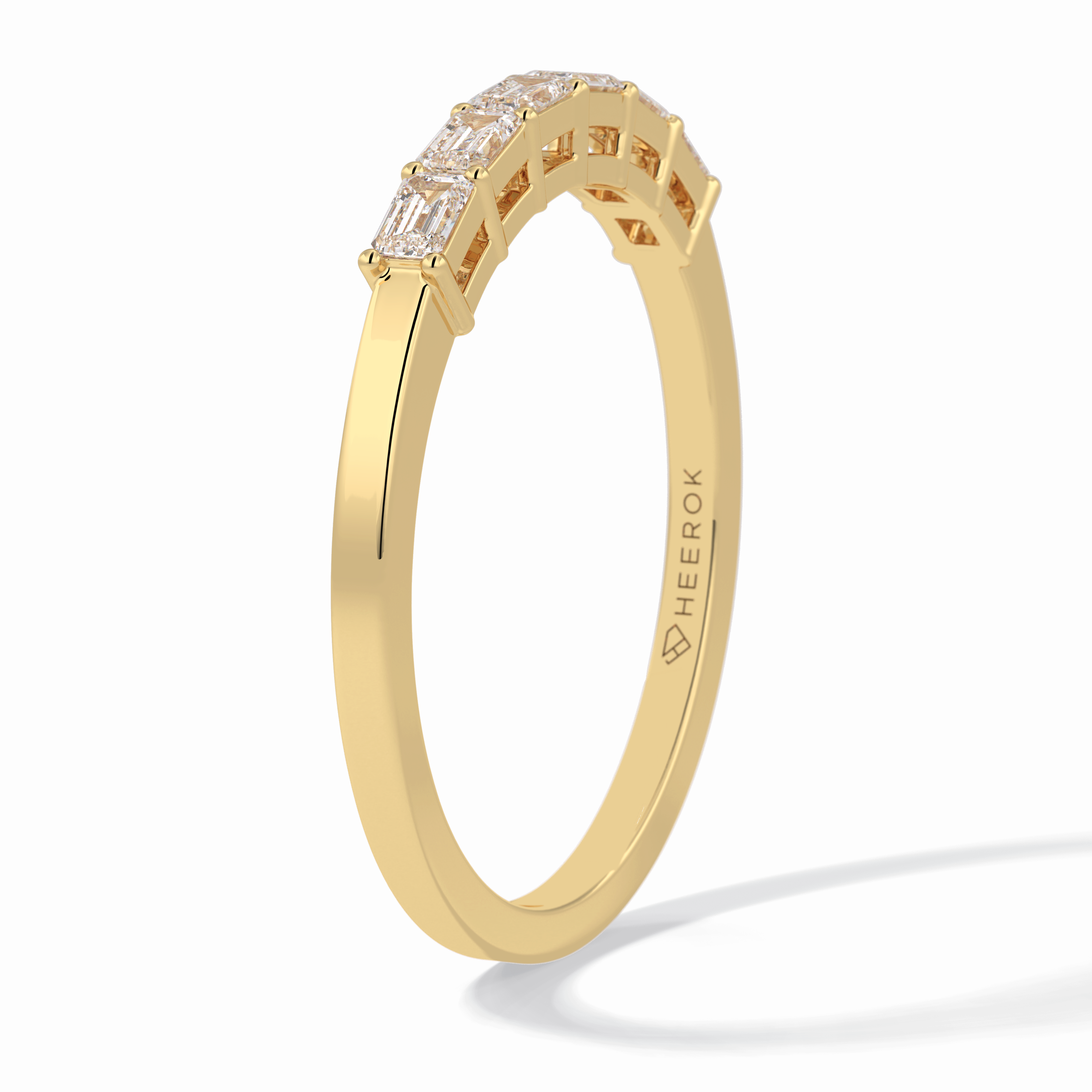 Crystal Lattice 0.42 Carat Emerald VS1 Lab-Grown Wedding Band in 18K Yellow Gold