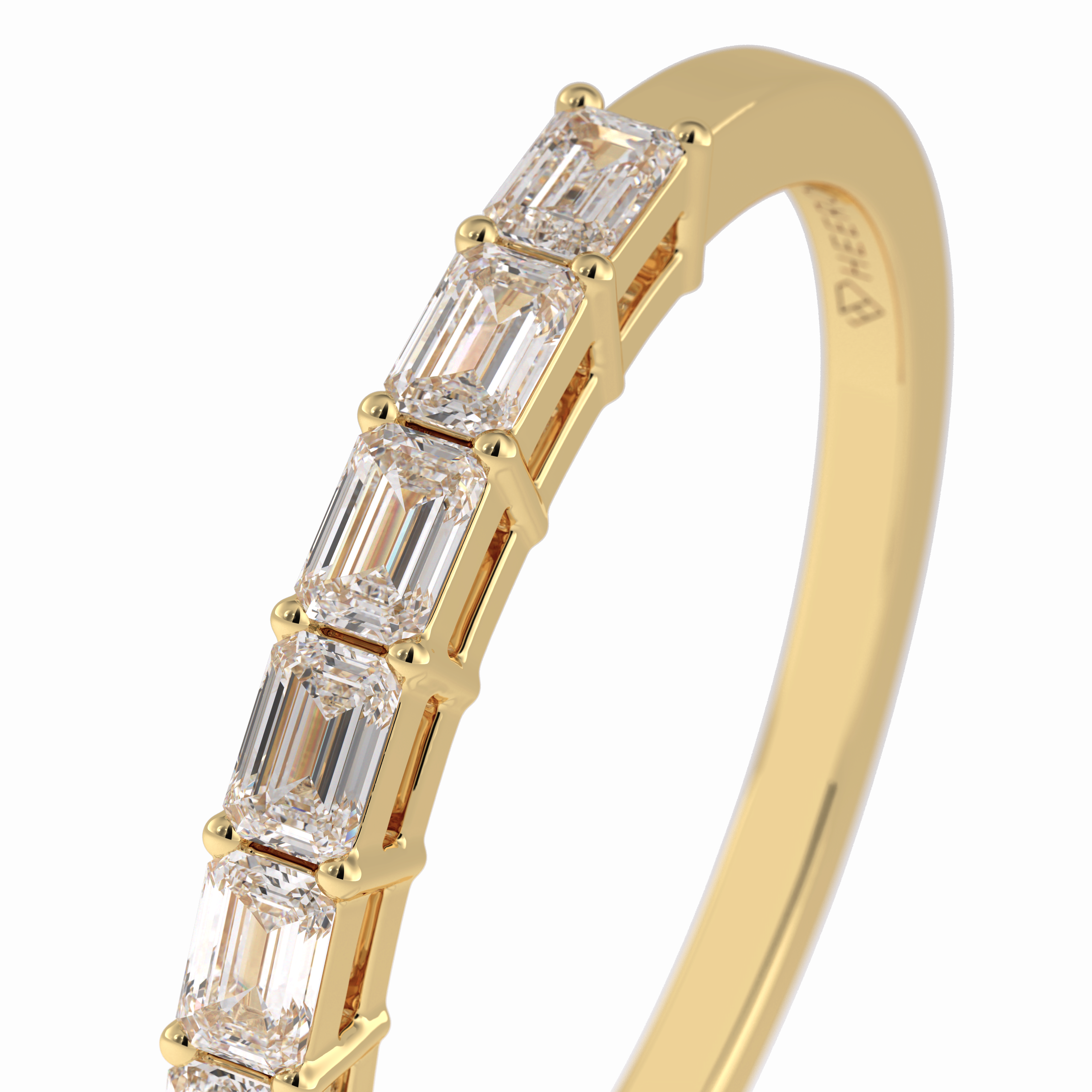 Crystal Lattice 0.42 Carat Emerald VS1 Lab-Grown Wedding Band in 18K Yellow Gold