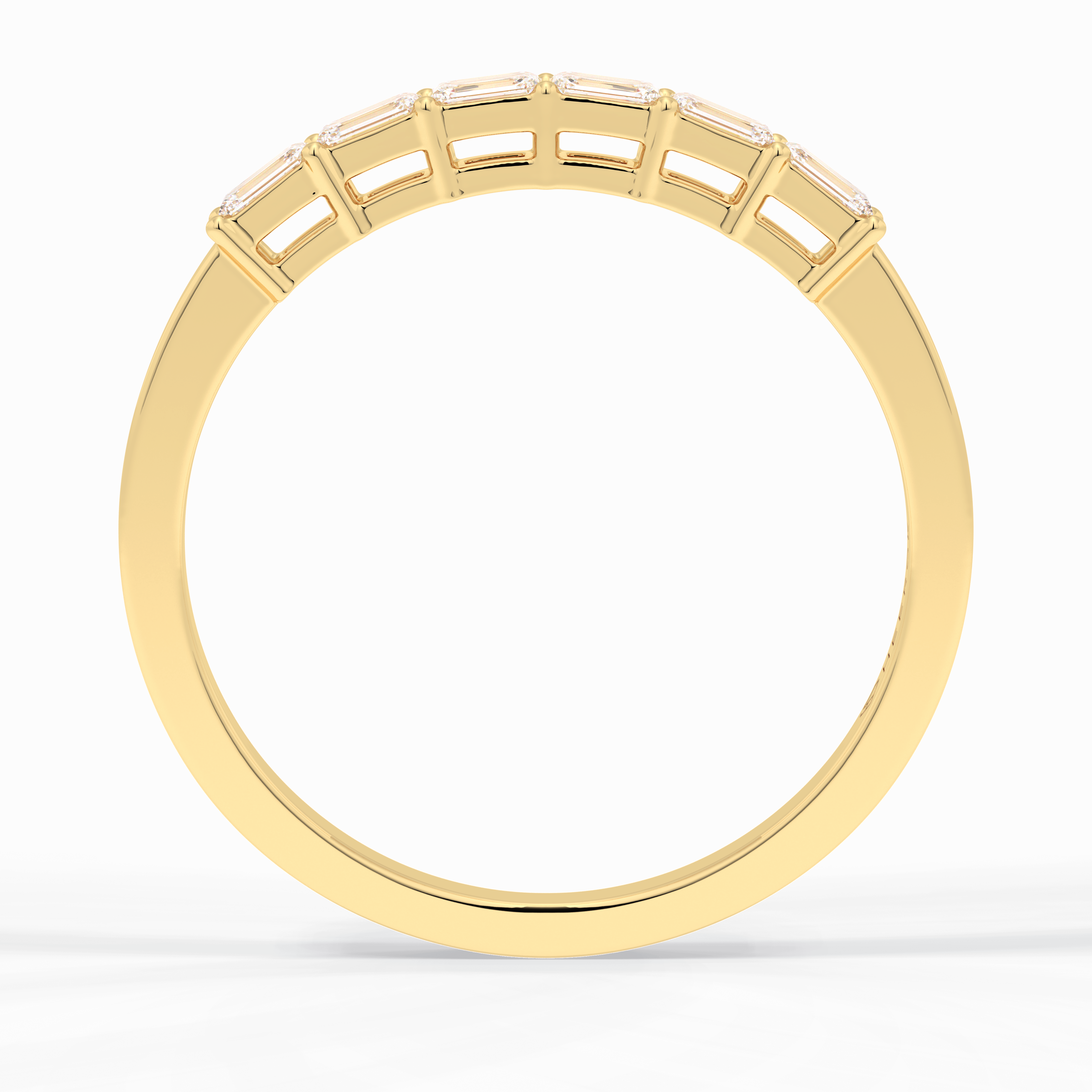 Crystal Lattice 0.42 Carat Emerald VS1 Lab-Grown Wedding Band in 18K Yellow Gold