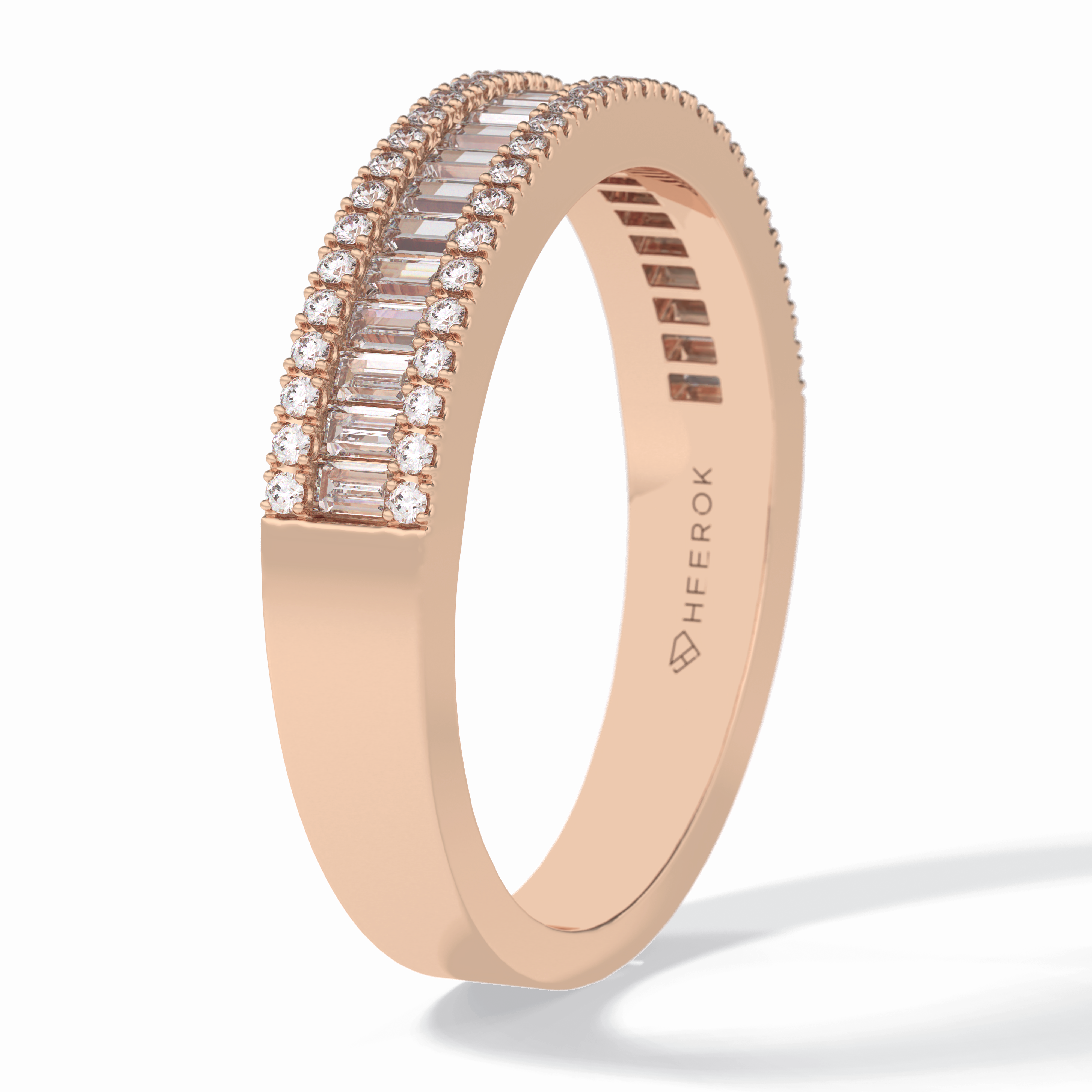 Crystal Lattice 0.52 Carat Baguette VS1 Lab-Grown Eternity Wedding Band in 18K Rose Gold