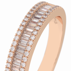 Crystal Lattice 0.52 Carat Baguette VS1 Lab-Grown Eternity Wedding Band in 18K Rose Gold