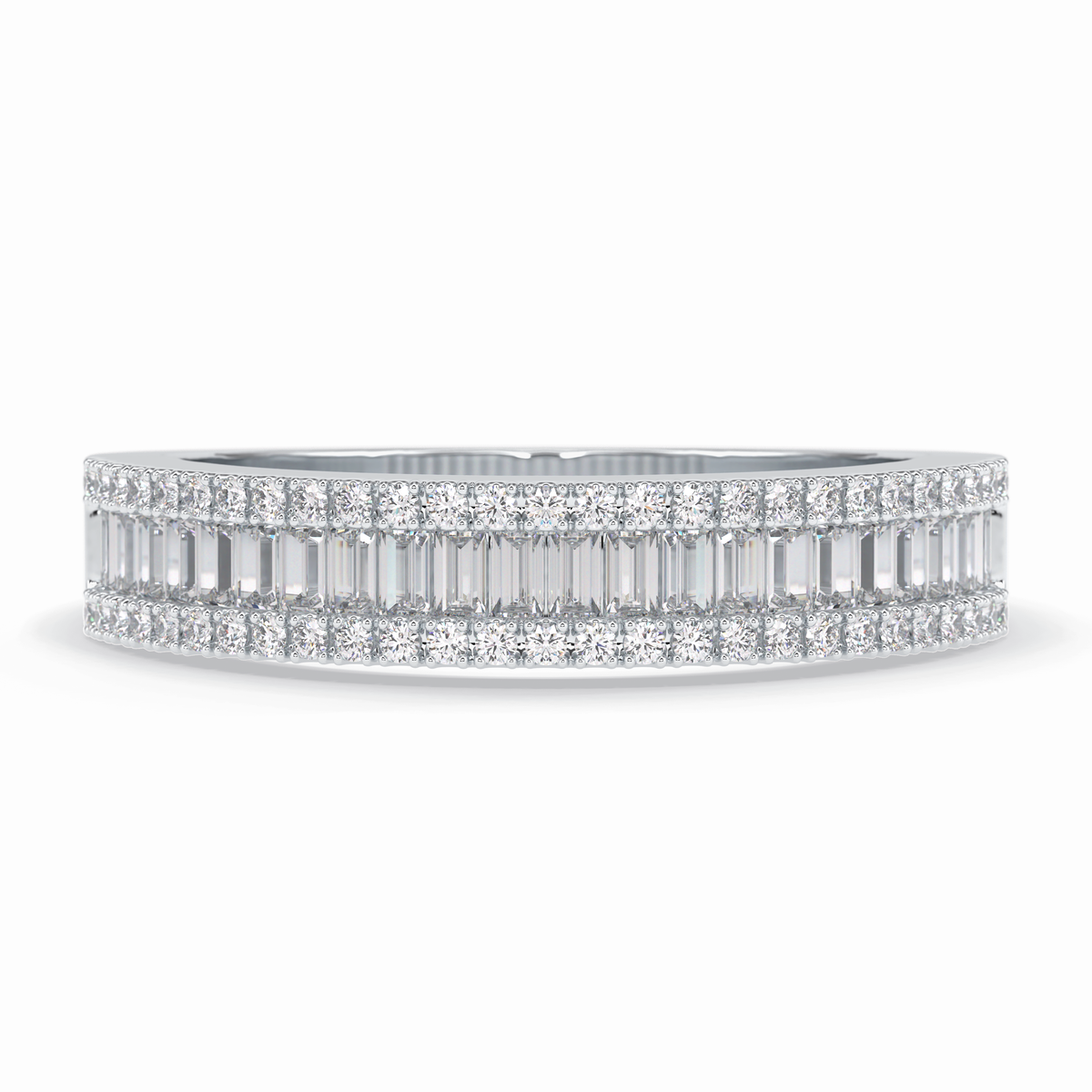 Crystal Lattice 0.52 Carat Baguette VS1 Lab-Grown Eternity Wedding Band in 18K White Gold