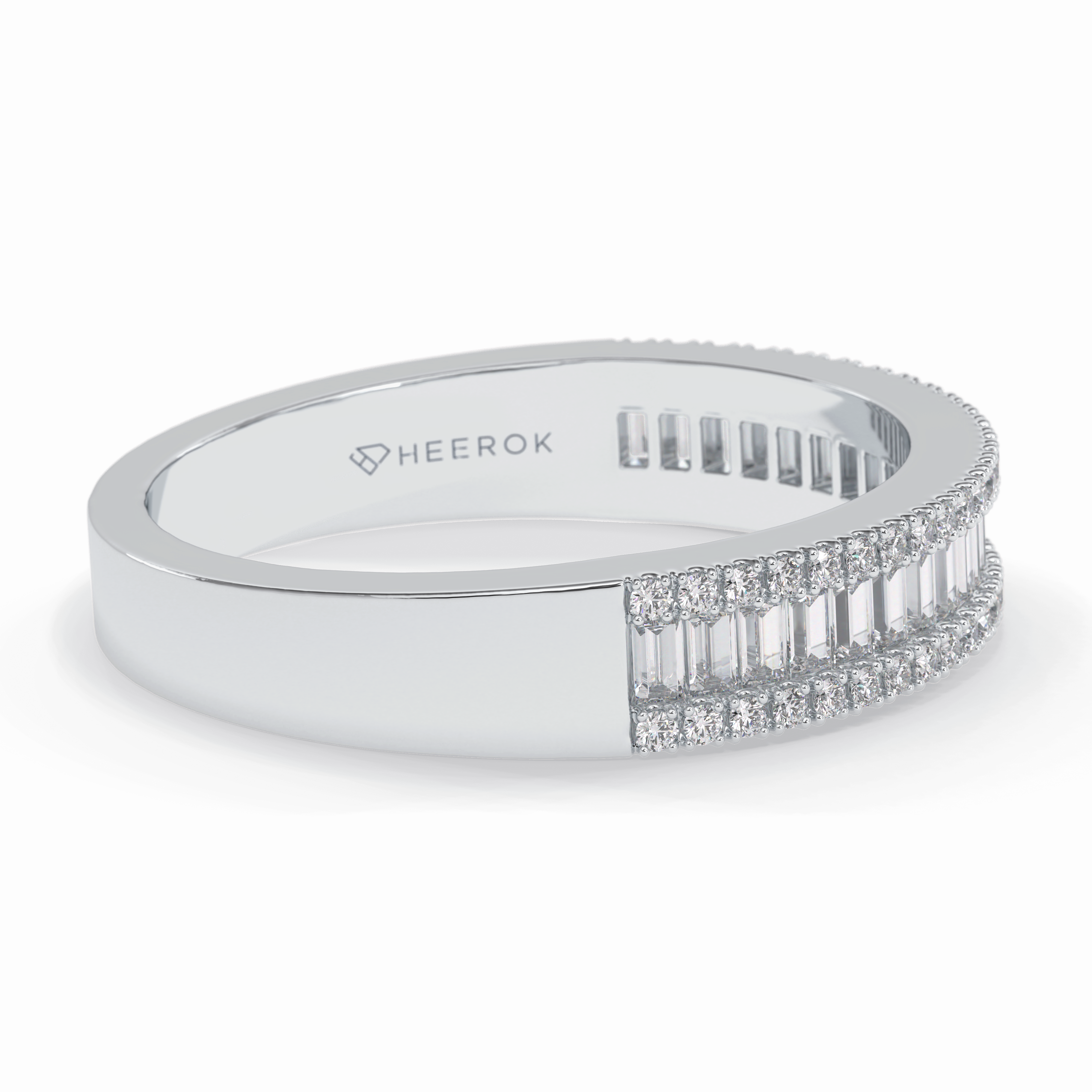 Crystal Lattice 0.52 Carat Baguette VS1 Lab-Grown Eternity Wedding Band in 18K White Gold