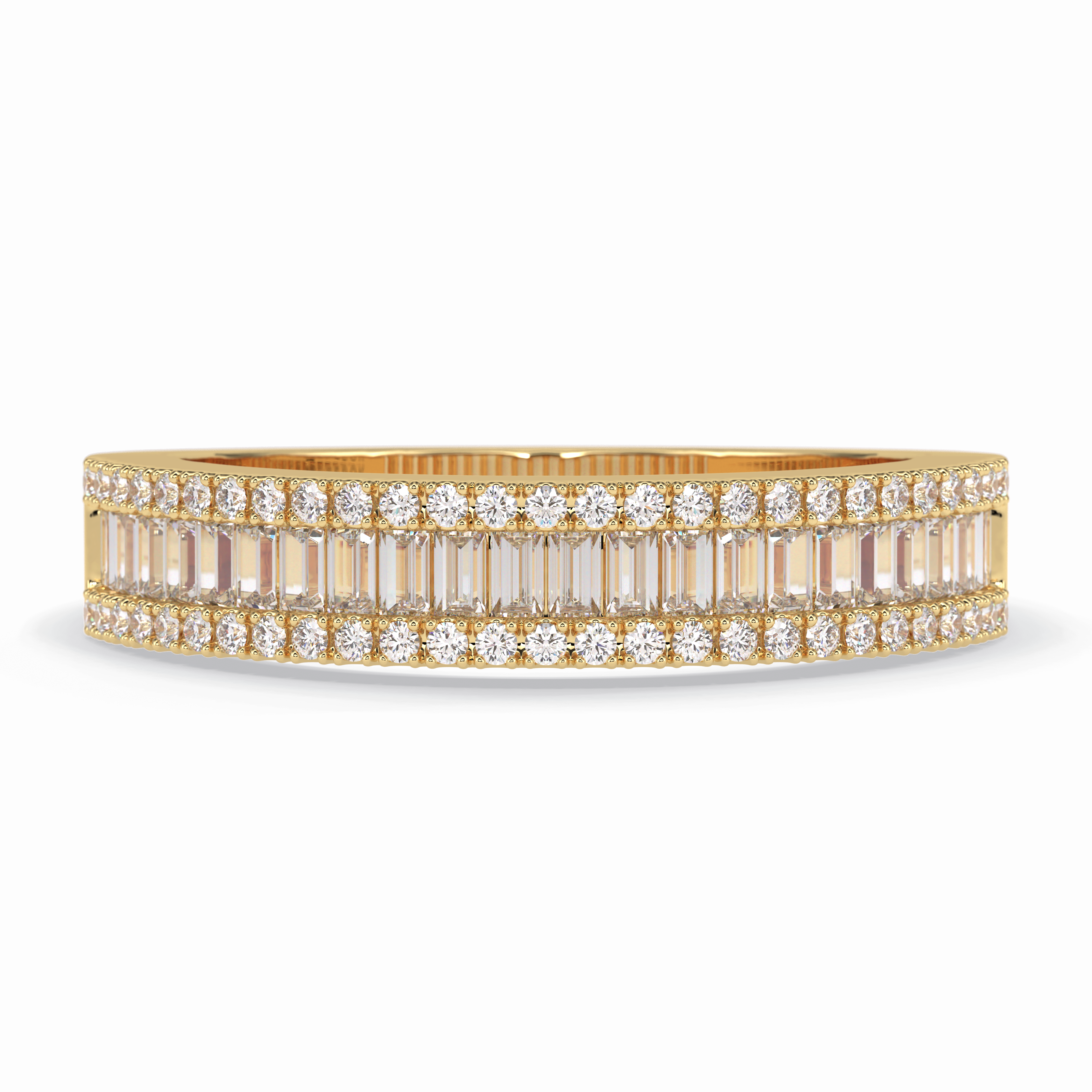 Crystal Lattice 0.52 Carat Baguette VS1 Lab-Grown Eternity Wedding Band in 18K Yellow Gold