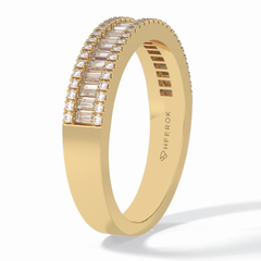 Crystal Lattice 0.52 Carat Baguette VS1 Lab-Grown Eternity Wedding Band in 18K Yellow Gold