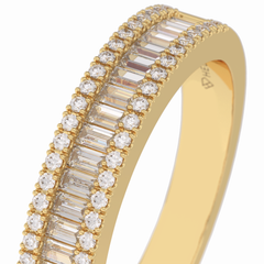Crystal Lattice 0.52 Carat Baguette VS1 Lab-Grown Eternity Wedding Band in 18K Yellow Gold
