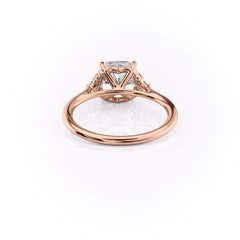 Cushion Harmony 1.57 Carat VVS1 Lab-Grown Three Stone Engagement Ring in 18K Rose Gold Back View