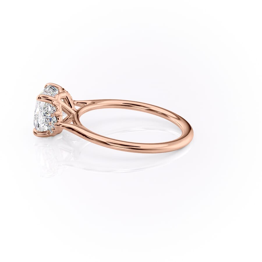Cushion Harmony 1.57 Carat VVS1 Lab-Grown Three Stone Engagement Ring in 18K Rose Gold Left View