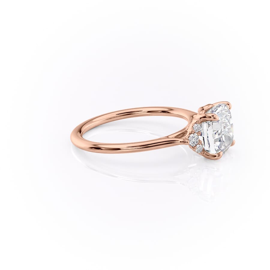 Cushion Harmony 1.57 Carat VVS1 Lab-Grown Three Stone Engagement Ring in 18K Rose Gold Right View