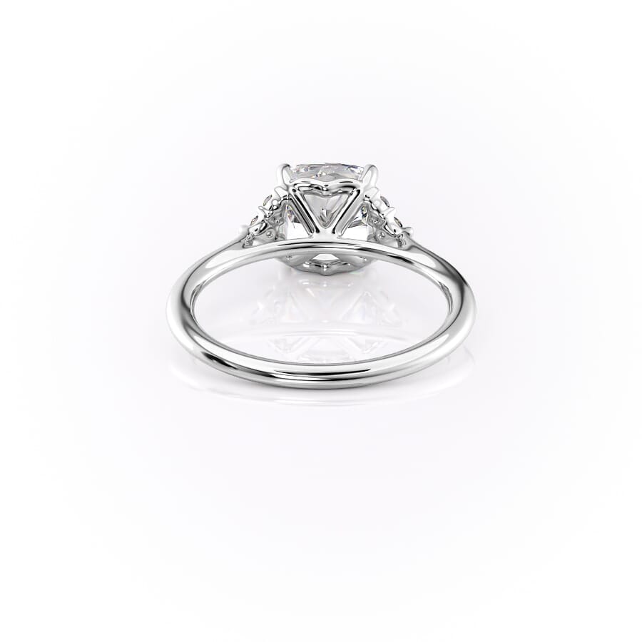 Cushion Harmony 1.57 Carat VVS1 Lab-Grown Three Stone Engagement Ring in 18K White Gold Back View