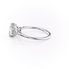 Cushion Harmony 1.57 Carat VVS1 Lab-Grown Three Stone Engagement Ring in 18K White Gold Left View