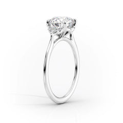 Cushion Harmony 1.57 Carat VVS1 Lab-Grown Three Stone Engagement Ring in 18K White Gold Standing View