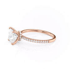 Dawn Radiance 2.17 Carat VVS1 Lab-Grown Princess Hidden Halo Pave Engagement Ring in 18K Rose Gold Left View
