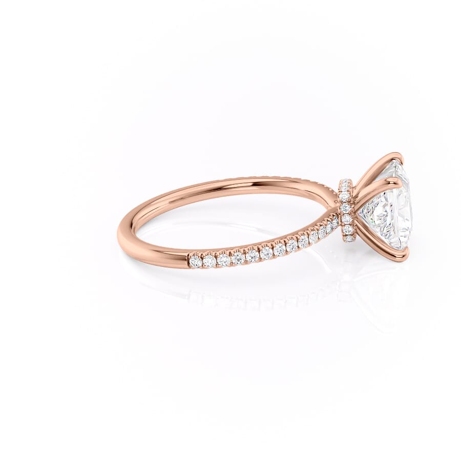 Dawn Radiance 2.17 Carat VVS1 Lab-Grown Princess Hidden Halo Pave Engagement Ring in 18K Rose Gold Right View