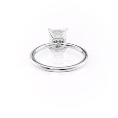 Dawn Radiance 2.17 Carat VVS1 Lab-Grown Princess Hidden Halo Pave Engagement Ring in 18K White Gold Back View