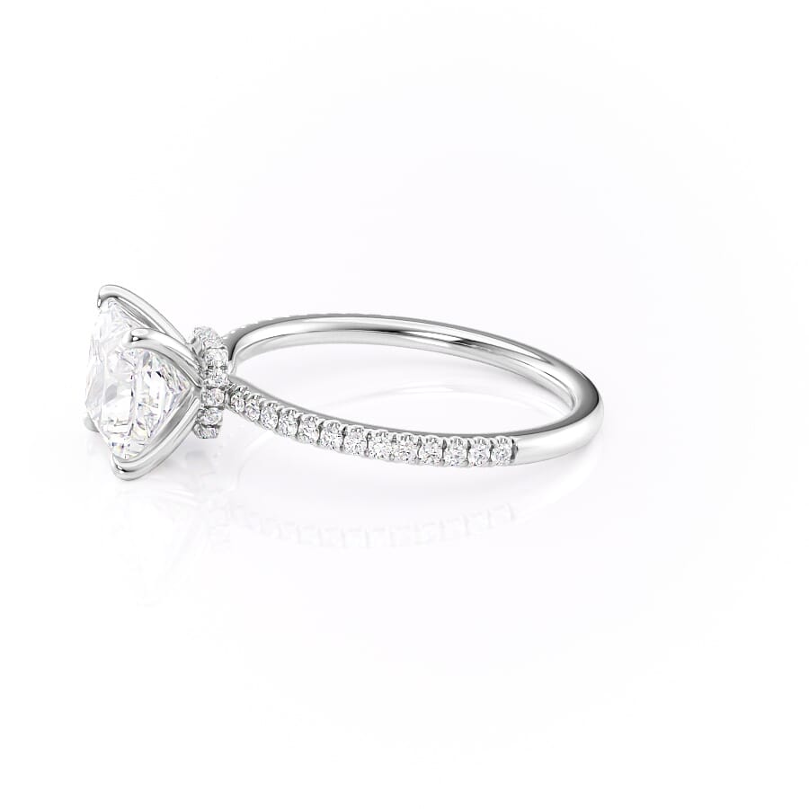 Dawn Radiance 2.17 Carat VVS1 Lab-Grown Princess Hidden Halo Pave Engagement Ring in 18K White Gold Left View