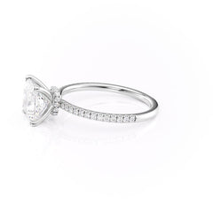 Dawn Radiance 2.17 Carat VVS1 Lab-Grown Princess Hidden Halo Pave Engagement Ring in 18K White Gold Left View