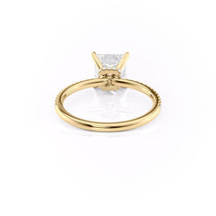 Dawn Radiance 2.17 Carat VVS1 Lab-Grown Princess Hidden Halo Pave Engagement Ring in 18K Yellow Gold Back View