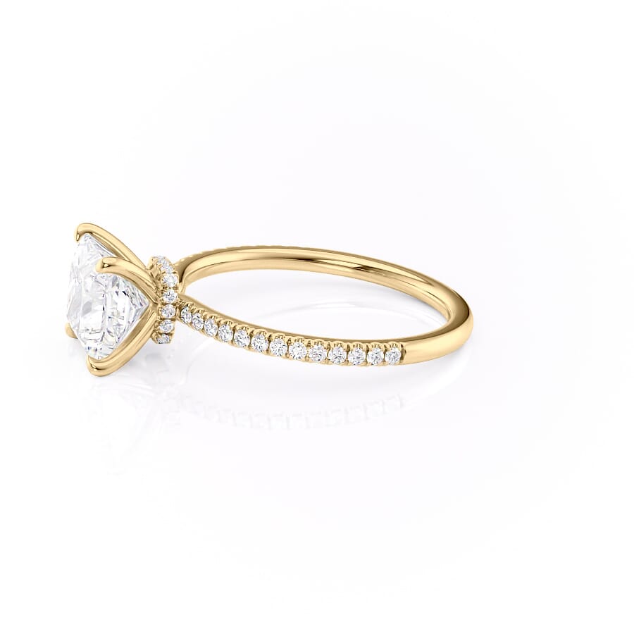 Dawn Radiance 2.17 Carat VVS1 Lab-Grown Princess Hidden Halo Pave Engagement Ring in 18K Yellow Gold Left View