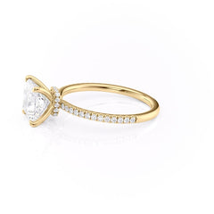 Dawn Radiance 2.17 Carat VVS1 Lab-Grown Princess Hidden Halo Pave Engagement Ring in 18K Yellow Gold Left View