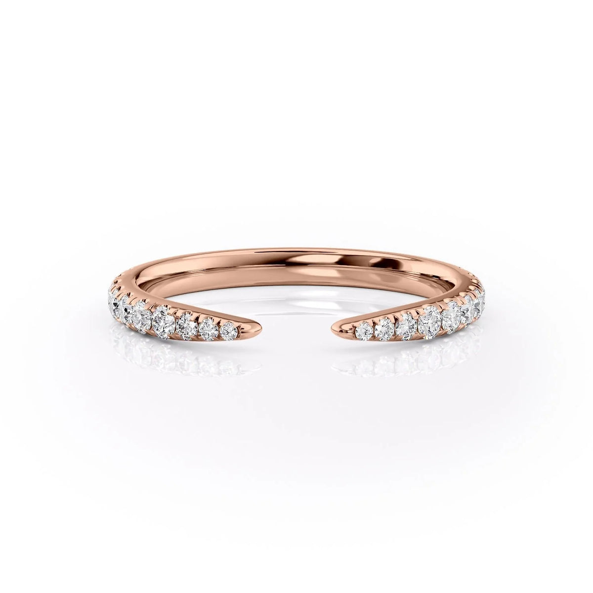 Dawn Splendor VVS1 Lab-Grown Half Eternity Wedding Ring in 18K Rose Gold Front View