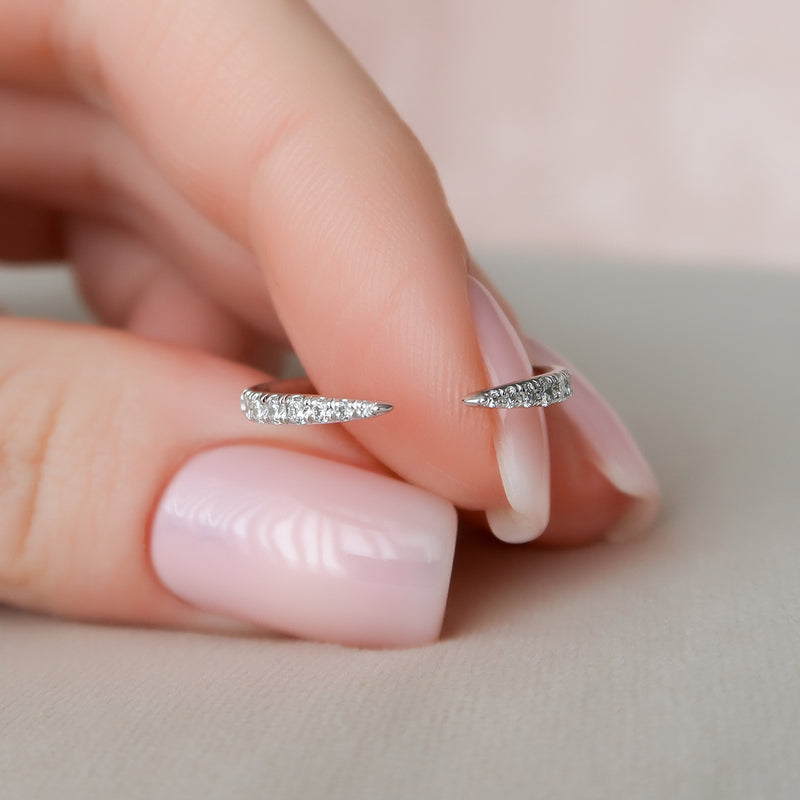 Dawn Splendor VVS1 Lab-Grown Half Eternity Wedding Ring in 18K White Gold Closeup View