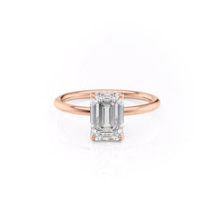 Deco Poise 1.39 Carat VVS Lab-Grown Emerald Hidden Halo Engagement Ring in 18K Rose Gold Front View 
