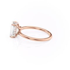 Deco Poise 1.39 Carat VVS Lab-Grown Emerald Hidden Halo Engagement Ring in 18K Rose Gold Left View 