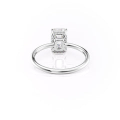 Deco Poise 1.39 Carat VVS Lab-Grown Emerald Hidden Halo Engagement Ring in 18K White Gold Back View 